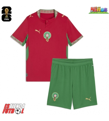 Marruecos Primera Equipación Niños Mundial 2026 Manga Corta (+ Pantalones cortos)